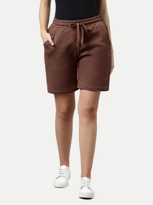 radprix Solid Women Brown Basic Shorts