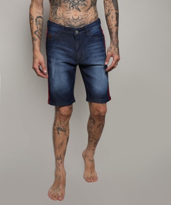 CAMPUS SUTRA Striped Men Denim Blue Denim Shorts