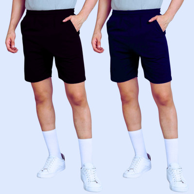 RK Costing Solid Men Black, Dark Blue Regular Shorts
