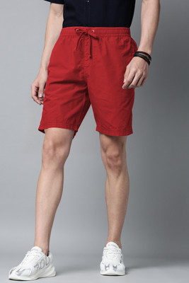 BREAKBOUNCE Solid Men Red Regular Shorts