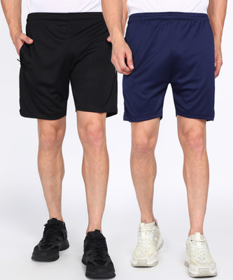 Moda Rapido Solid Men Dark Blue, Black Sports Shorts