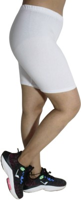 pinkshell Solid Women White Cycling Shorts