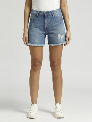 Pepe Jeans Distressed Women Blue Denim Shorts