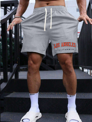 Manlino Graphic Print Men Grey Basic Shorts