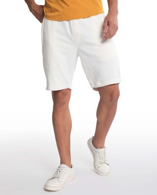 RARE RABBIT Solid Men White Regular Shorts