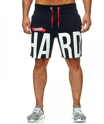 Culish Trend Printed Men Black Gym Shorts