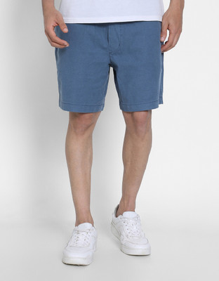 American Eagle Solid Men Blue Casual Shorts