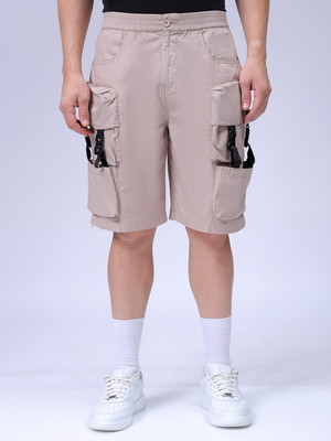 The Indian Garage Co. Solid Men Khaki Cargo Shorts