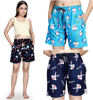Exitro Printed Women Multicolor Night Shorts