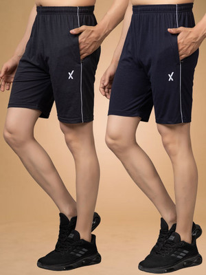 axys Solid Men Dark Blue Casual Shorts