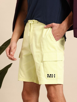 Mast & Harbour Solid Men Yellow Cargo Shorts