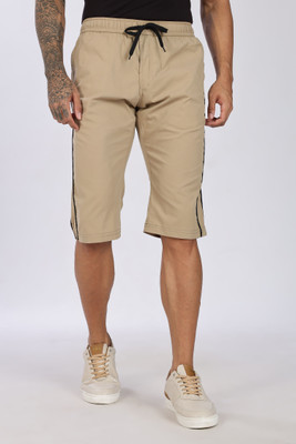 24 Street Solid Men Beige Casual Shorts
