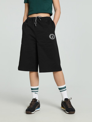 PUMA Solid Women Black Casual Shorts