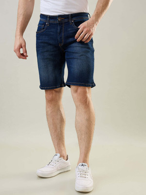 Tim Paris Solid Men Blue Denim Shorts