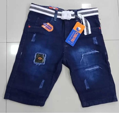 hyooo Solid Men Denim Blue Denim Shorts