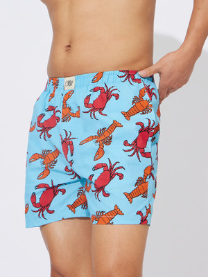 The Souled Store Graphic Print Men Blue Basic Shorts
