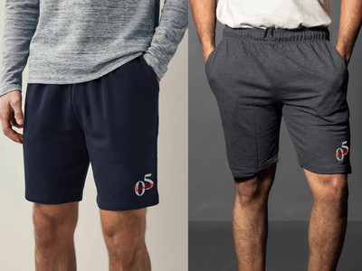 Moda Rapido Solid Men Dark Blue, Grey Regular Shorts