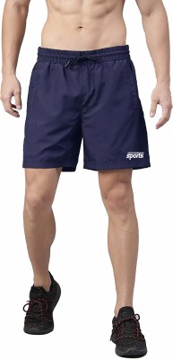 LOVO Solid Men Blue Sports Shorts