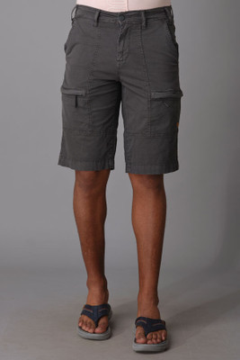 ROOKIES Solid Men Reversible Dark Grey Cargo Shorts
