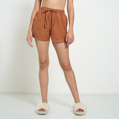 Dreamz by Pantaloons Solid Women Brown Basic Shorts