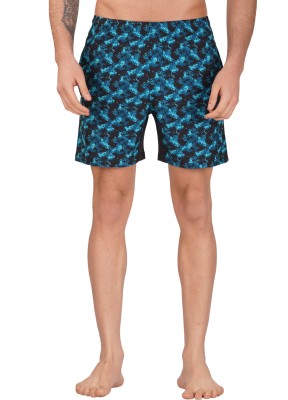 NINQ Solid, Printed Men Blue Regular Shorts, Cycling Shorts, Gym Shorts, Swim Shorts, Casual Shorts
