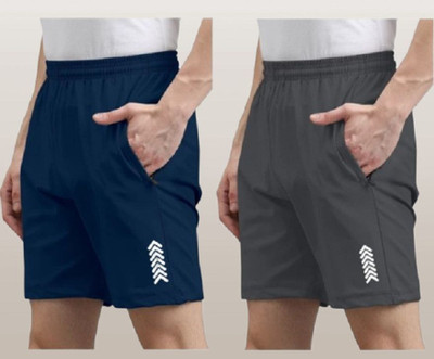 MGC MAANU Solid Men Dark Blue, Grey Sports Shorts