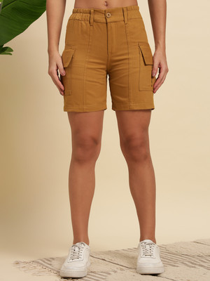 KASHIAN Solid Women Orange Regular Shorts