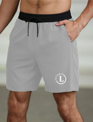 LOTHRIC Color Block, Printed Men Grey Gym Shorts