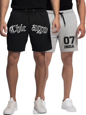 Fflirtygo Printed Men Black, Grey Casual Shorts