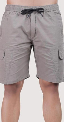 24 Street Solid Men Grey Casual Shorts