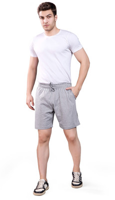 FASHINKS Solid Men Grey Basic Shorts