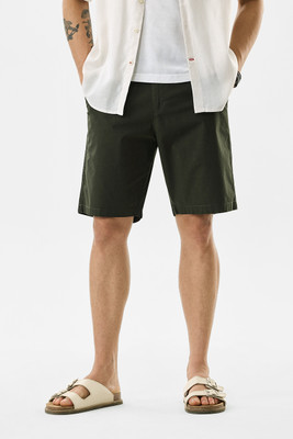 Snitch Solid Men Dark Green Basic Shorts