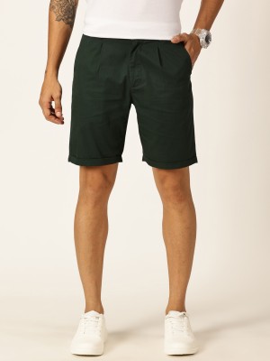 Thomas Scott Solid Men Dark Green Casual Shorts