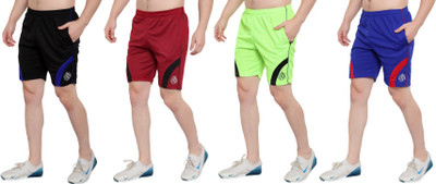 HouseOfCommon Color Block Men Black, Maroon, Light Green, Blue Sports Shorts