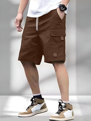Shree Yamuna Prints Solid Men Brown Cargo Shorts, Sports Shorts, Casual Shorts