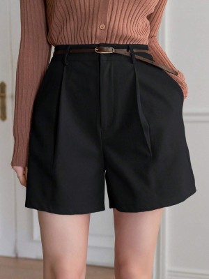 Aahwan Solid Women Black Casual Shorts