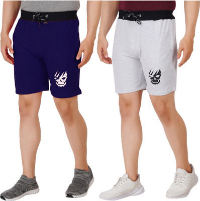 Just Live Fashion Printed Men White, Dark Blue Casual Shorts
