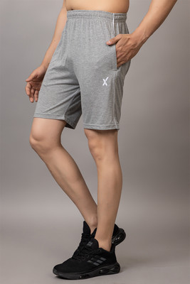 axys Solid Men Silver Casual Shorts