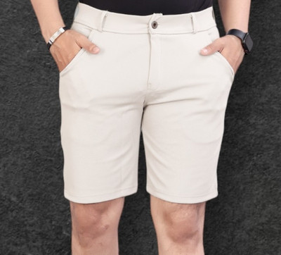 INDICLUB Self Design Men Beige Regular Shorts