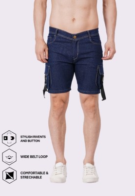 comfits Solid Men Denim Dark Blue Denim Shorts