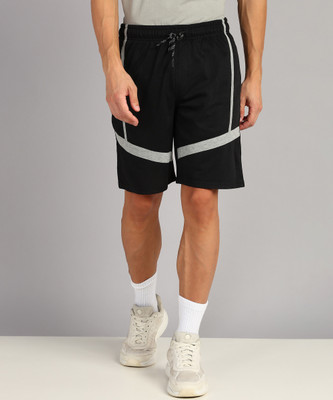 METRONAUT Men's Solid Regular Short Color Block Men Black Regular Shorts