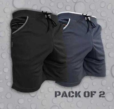Zeroyaa Solid Men Grey Regular Shorts