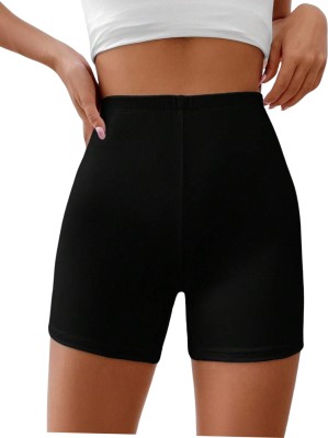 SarhulGarments Solid Women Black Gym Shorts