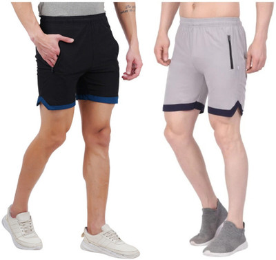 Blacktail Solid Men Grey, Black Sports Shorts