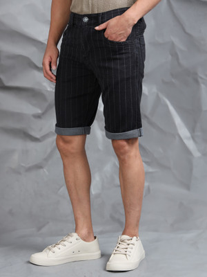 bEEVEE Striped Men Black Regular Shorts