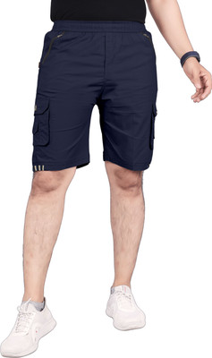 bffashion Solid Men Blue Basic Shorts