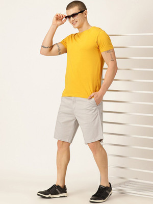 Mast & Harbour Solid Men Grey Regular Shorts
