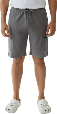Force NXT Solid Men Grey Casual Shorts