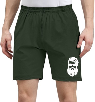 INDICLUB Printed Men Dark Green Basic Shorts