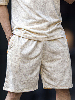 Jump Cuts Dyed/Washed Men White Regular Shorts
